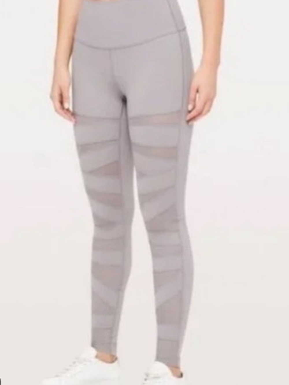 lululemon athletica Light Gray High-Rise Mesh Panel Leggings
